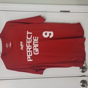 Mens Red Large Perfect Game Short Sleeve Moisture Wicking